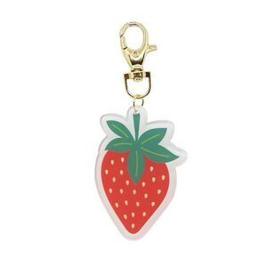 New Strawberry Bag Charm Keychain - Red & Green